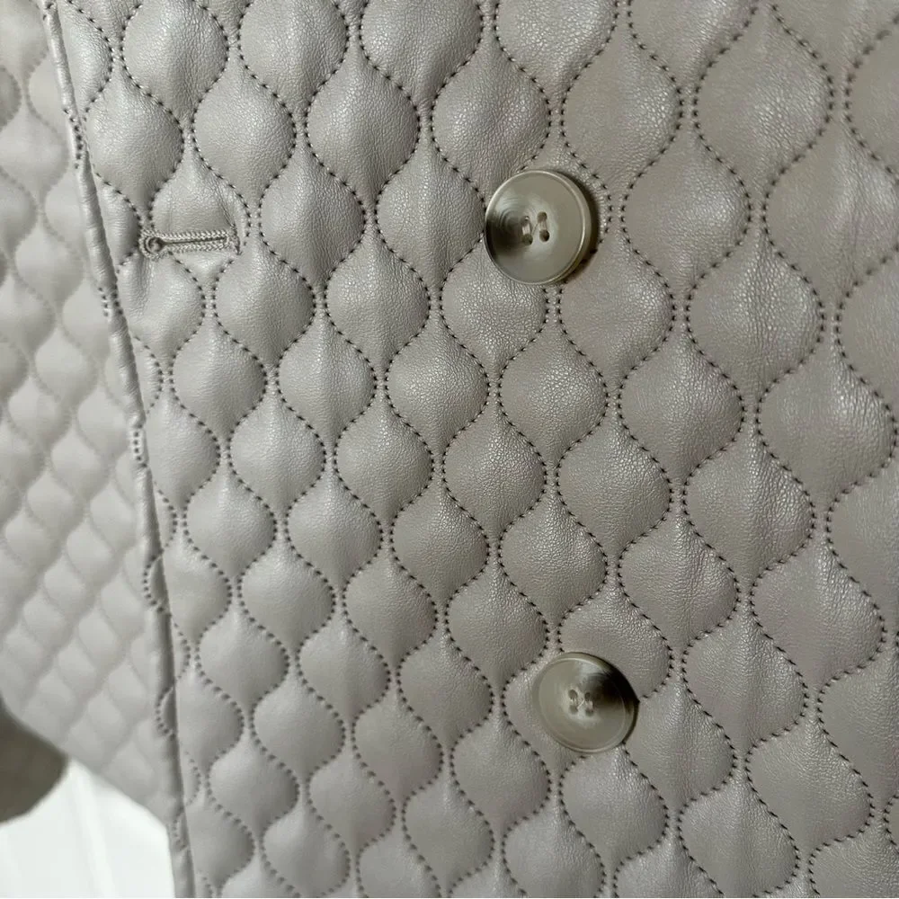 Free People/Anthropolgie Greylin Vegan Leather Quilted Jacket, Cream/Tan, Medium